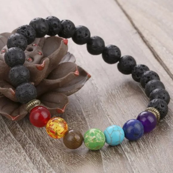 Unisex Natural Stones Lavas Stone Diffuser Bracelet - Picture 2 of 2